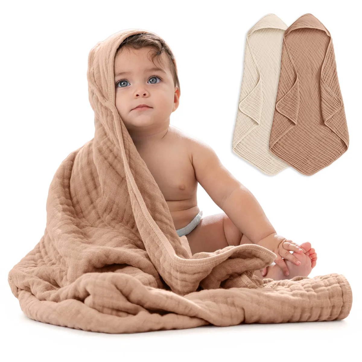 Mauvefarbenes Comfy Cubs Baby-Kapuzenbadetuch – Bild 2